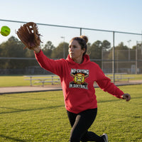 No Crying Softball Hoodie Design – Competitive Athlete Humor Artwork RED - FRONT