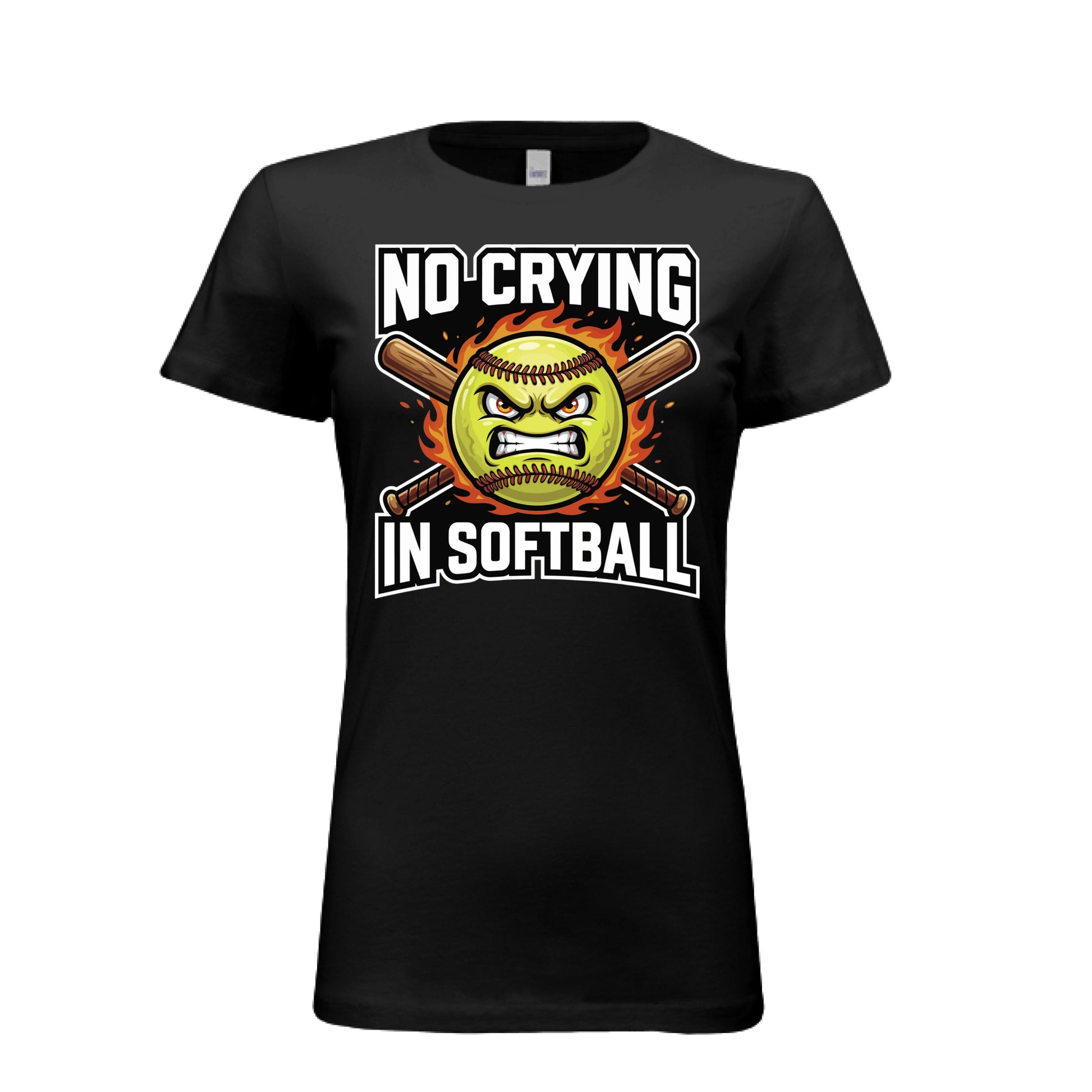 No Crying Softball T-Shirt Design – Competitive Athlete Humor Artwork SOLID BLK BLEND - FRONT
