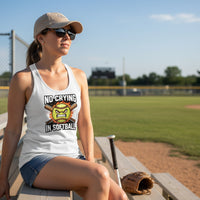 No Crying Softball Tank Top Design – Competitive Athlete Humor Artwork White - FRONT