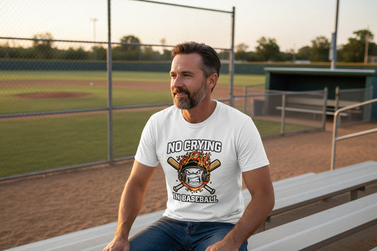 No Crying in Baseball - Competitive Baseball Vibes T-Shirt White - FRONT