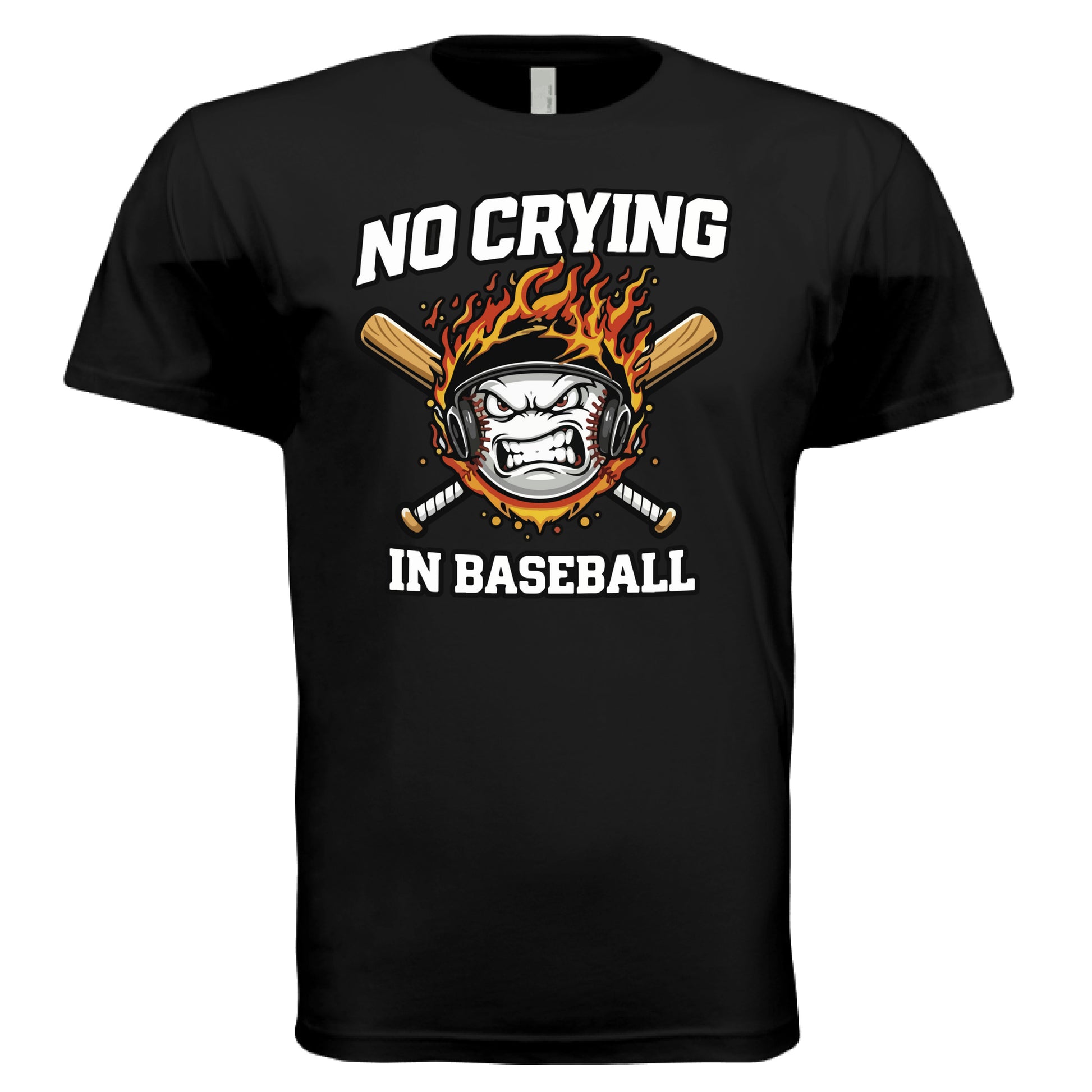 No Crying in Baseball - Competitive Baseball Vibes T-Shirt BLACK - FRONT