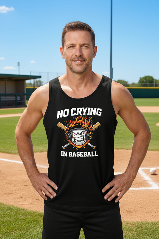 No Crying in Baseball - Competitive Baseball Vibes Tank Top BLACK - FRONT
