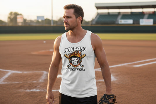 No Crying in Baseball - Competitive Baseball Vibes Tank Top WHITE - FRONT