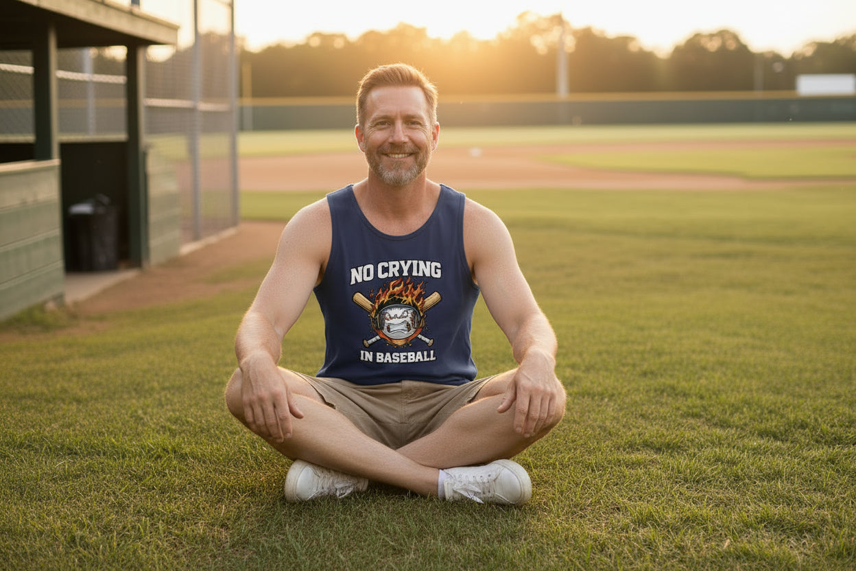 No Crying in Baseball - Competitive Baseball Vibes Tank Top NAVY - FRONT