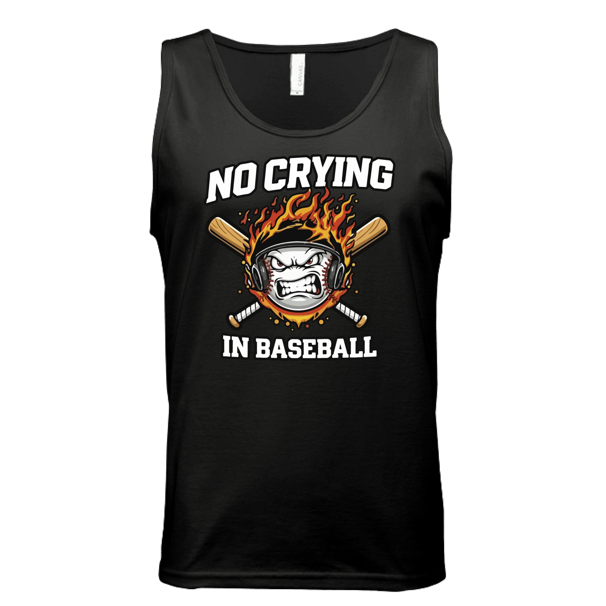 No Crying in Baseball - Competitive Baseball Vibes Tank Top BLACK - FRONT