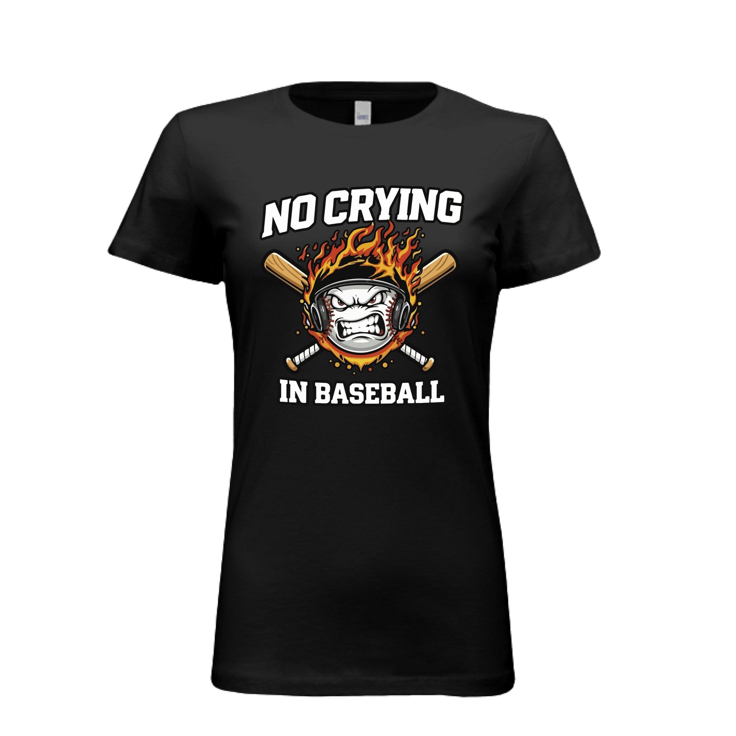 No Crying in Baseball T-Shirt - Intense Athlete Energy Fire Style SOLID BLK BLEND - FRONT