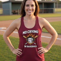 No Crying in Baseball Tank Top for Ladies - Intense Athlete Energy Fire Style Scarlet - FRONT
