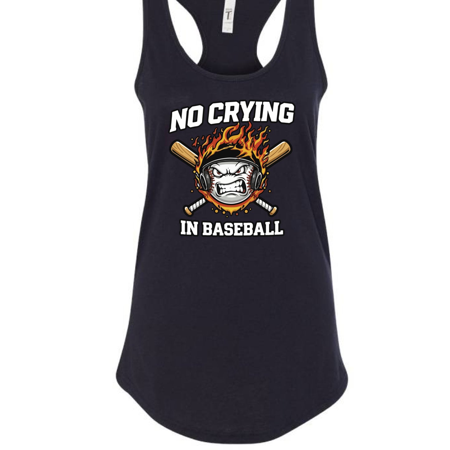 No Crying in Baseball Tank Top - Intense Athlete Energy Fire Style Black - FRONT