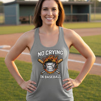 No Crying in Baseball Tank Top for Ladies - Intense Athlete Energy Fire Style Heather Gray - FRONT