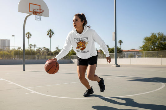 No Crying in Basketball – Bold Sports Ladies Hoodie Graphic WHITE - FRONT