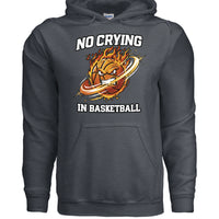 No Crying in Basketball – Bold Sports Ladies Hoodie Graphic DARK HEATHER - FRONT