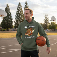 No Crying in Basketball – Fiery Sports Spirit Graphic Men's Hoodie MILITARY GREEN - FRONT