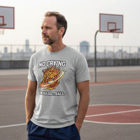 No Crying in Basketball – Fiery Sports Spirit Graphic Men's T-Shirt HEATHER GRAY - FRONT