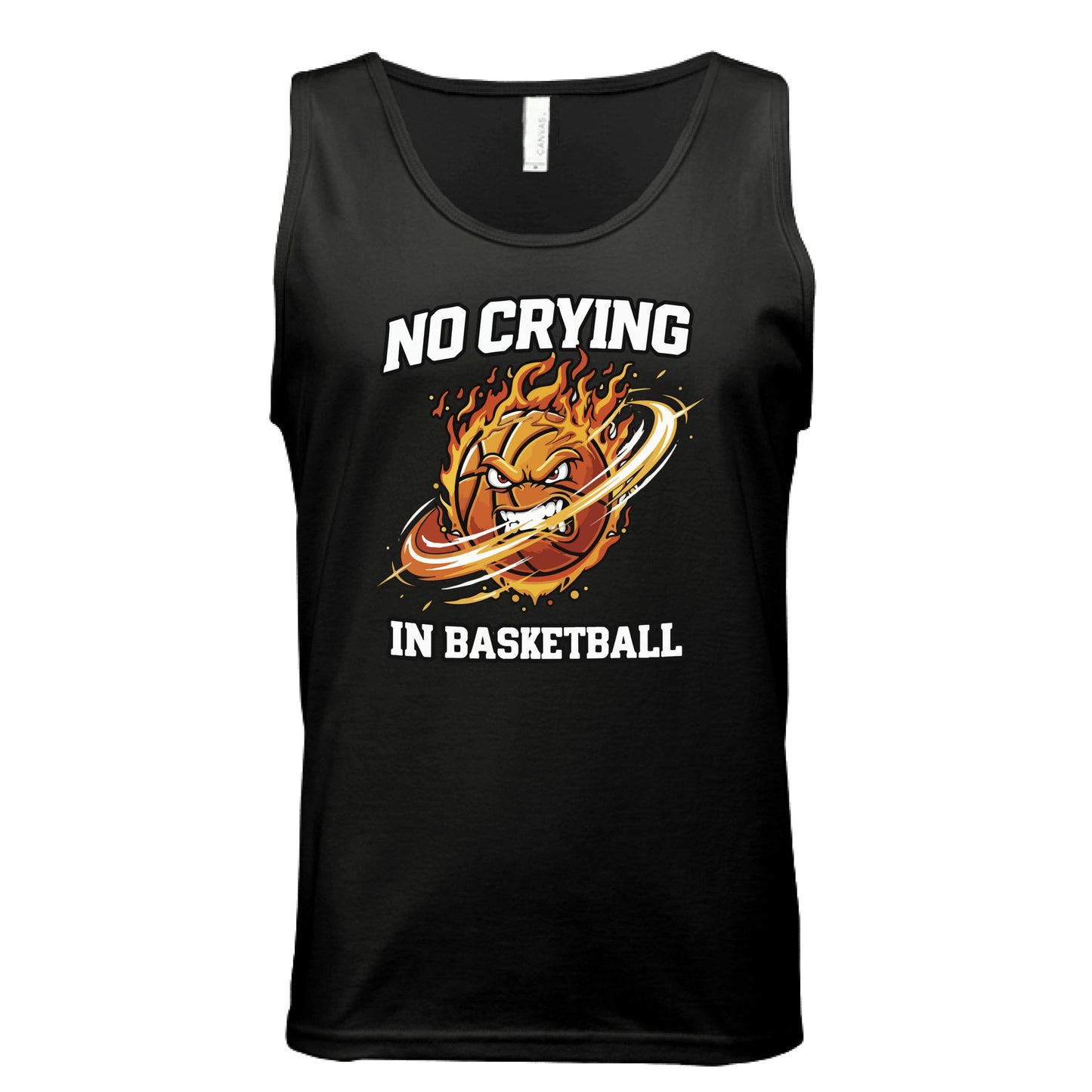No Crying in Basketball – Fiery Sports Spirit Graphic Men's Tank Top BLACK - FRONT