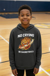 No Crying in Basketball Funny Flame Skull Sports Hoodie Black - FRONT