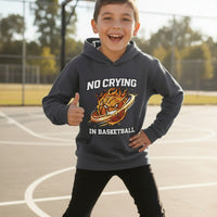 No Crying in Basketball Funny Flame Skull Sports Hoodie True Navy - FRONT