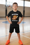 No Crying in Basketball Funny Flame Skull Sports T-Shirt Black - FRONT