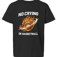 No Crying in Basketball Funny Flame Skull Sports T-Shirt Black- FRONT