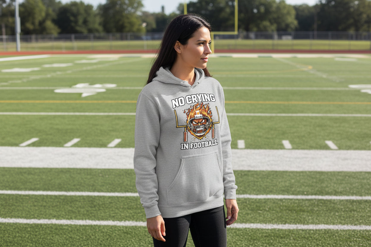 No Crying in Football – Fierce Sports Hoodie Statement for Ladies SPORT GREY - FRONT
