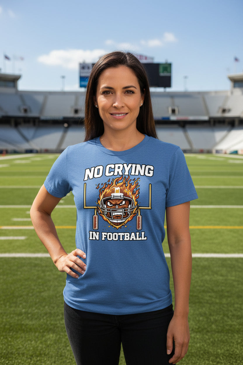 No Crying in Football – Fierce Sports T-Shirt Statement for Ladies HTHR TRUE ROYAL - FRONT