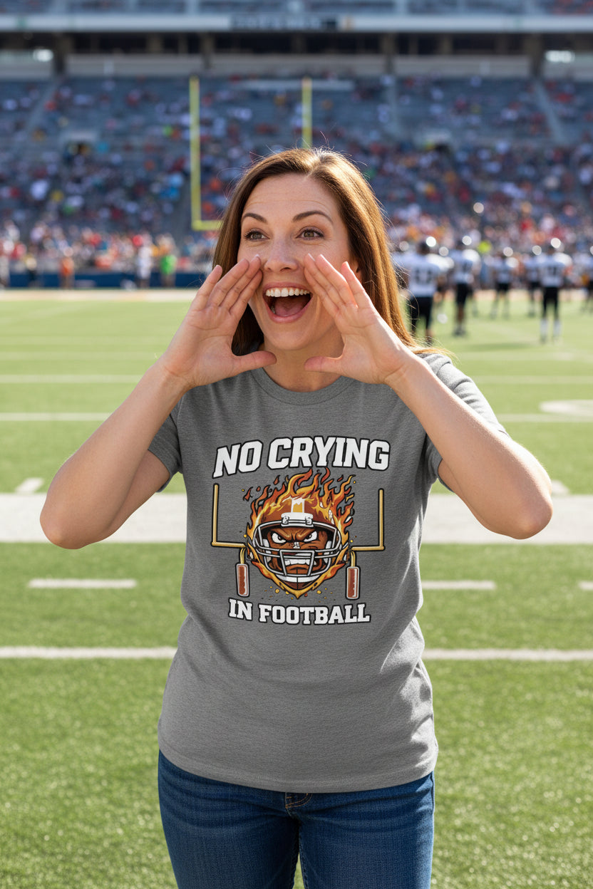 No Crying in Football – Fierce Sports T-Shirt Statement for Ladies DEEP HEATHER - FRONT