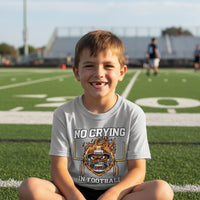 No Crying in Football Funny Flame Skull Sports T-Shirt Sport Grey - FRONT