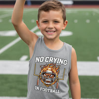 No Crying in Football Funny Flame Skull Sports Tank Top ATHLETIC HEATHER - FRONT