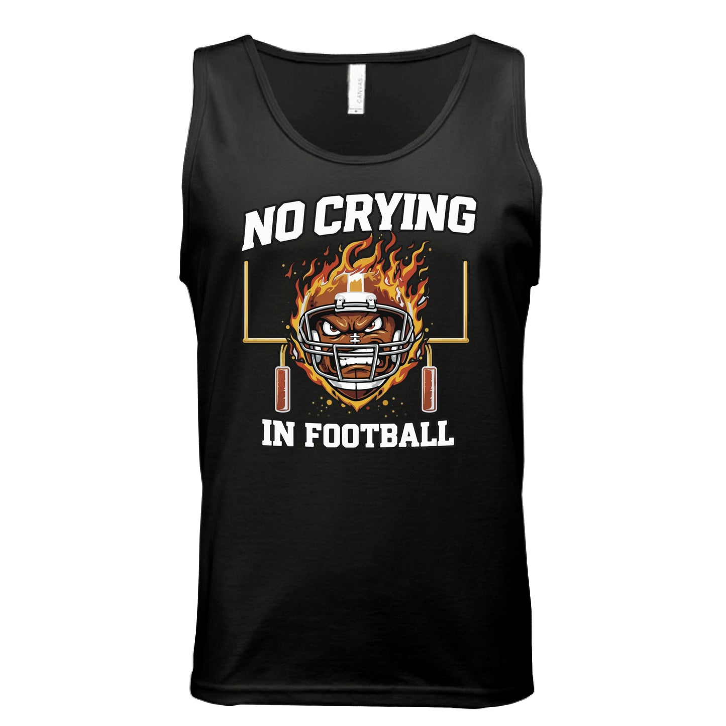 No Crying in Football Tank Top Dad Game Day Motivation Quote Mens BLACK - FRONT