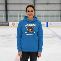 No Crying in Hockey Player Funny Hoodie for Ladies Royal - FRONT
