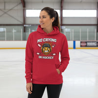 No Crying in Hockey Player Funny Hoodie for Ladies RED - FRONT