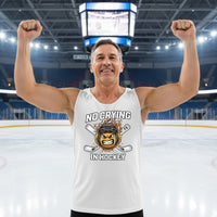 No Crying in Hockey Player Funny Tanktop for Men Humor Gift WHITE - FRONT