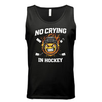 No Crying in Hockey Player Funny Tanktop for Men Humor Gift BLACK - FRONT
