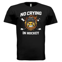No Crying in Hockey Player Funny Tshirt for Men Humor Gift BLACK - FRONT