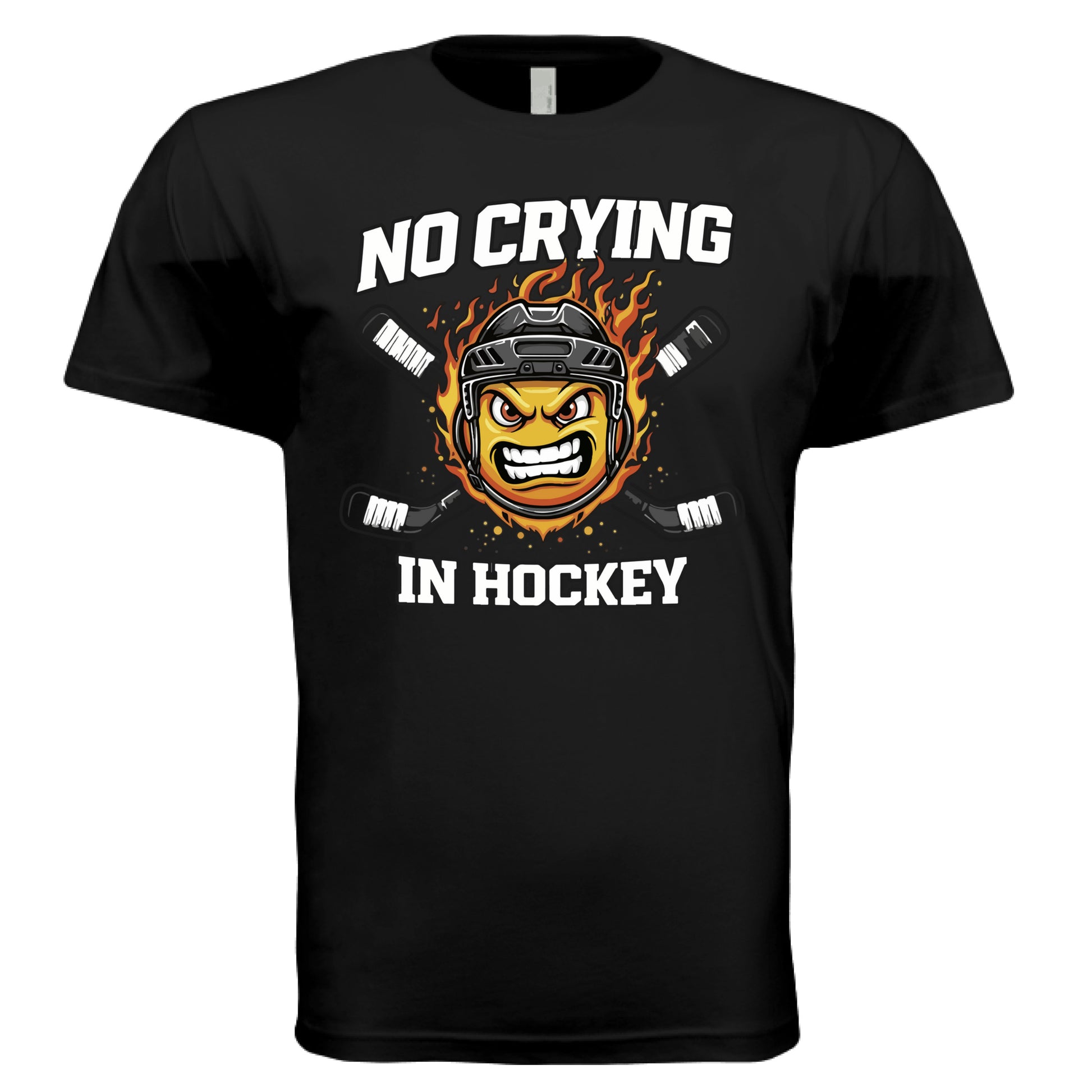 No Crying in Hockey Player Funny Tshirt for Men Humor Gift BLACK - FRONT