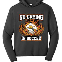 No Crying in Soccer Funny Flame Skull Sports Hoodie Black-FRONT