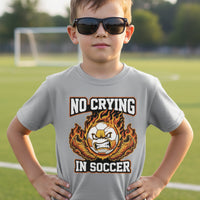 No Crying in Soccer Funny Flame Skull Sports T-Shirt Sport Grey - FRONT