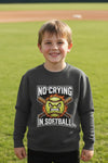 No Crying in Softball Funny Flame Skull Sports Hoodie Black - FRONT