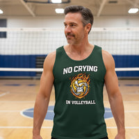 No Crying in Volleyball Funny Athlete Motivation Flame Ball Graphic Tank Top Forest - FRONT