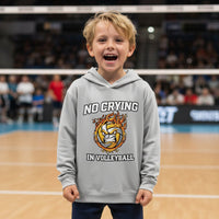 No Crying in Volleyball Funny Flame Skull Sports Hoodie Silver - FRONT