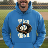 Play Ball Illustration Hoodie for Men – Timeless Baseball Inspired Artwork Royal - FRONT
