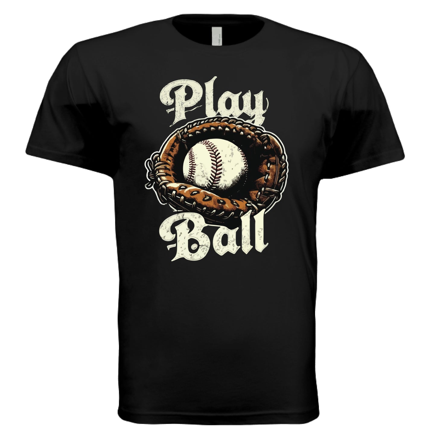 Play Ball Illustration T-Shirt for Men – Timeless Baseball Inspired Artwork BLACK-FRONT