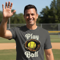 Play Ball Illustration T-Shirt for Men – Timeless Softball Inspired Artwork Heavy Metal - FRONT