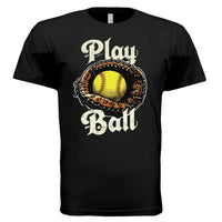 Play Ball Illustration T-Shirt for Men – Timeless Softball Inspired Artwork BLACK- FRONT