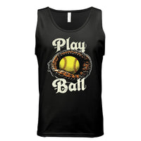 Play Ball Illustration Tank Top for Men – Timeless Softball Inspired Artwork BLACK- FRONT