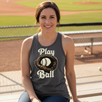 Play Ball Illustration Tank Top for Women – Timeless Baseball Inspired Artwork Dark Gray - FRONT