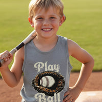 Play Ball Vintage Baseball Glove and Ball - Retro Sports Spirit Tank Top Design ATHLETIC HEATHER - FRONT