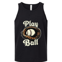 Play Ball Vintage Baseball Glove and Ball - Retro Sports Spirit Tank Top Design Solid Black Triblend - FRONT