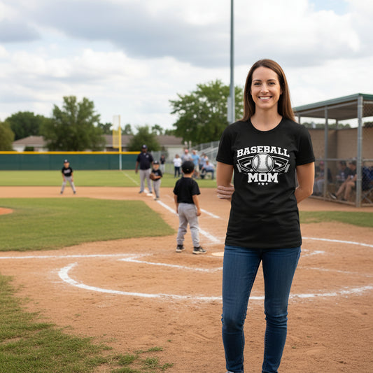 Proud Baseball Mom Vintage Shirt for Sports Fan Parent SOLID BLK BLEND - FRONT