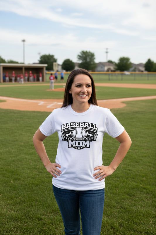 Proud Baseball Mom Vintage Shirt for Sports Fan Parent WHITE - FRONT