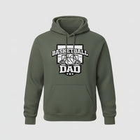 Proud Basketball Dad Game Day Top – Vintage Court Style Sports Hoodie MILITARY GREEN - FRONT